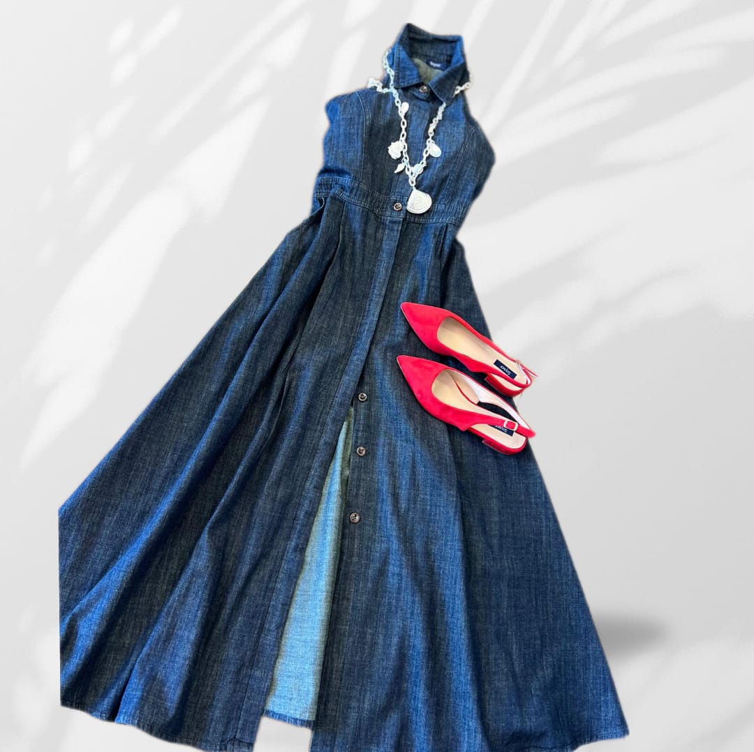 Abito Denim Scollo Americano