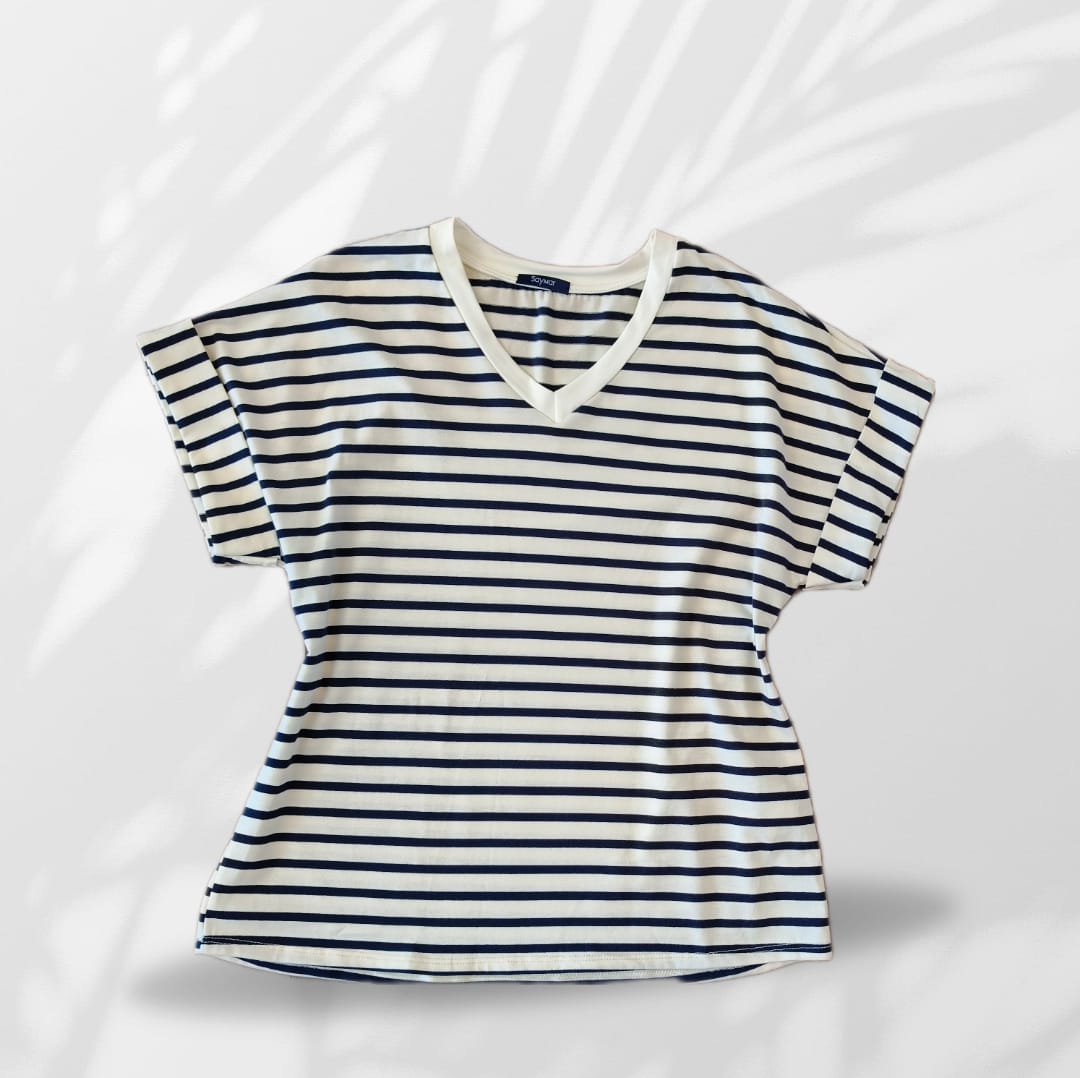 T-shirt Millerighe Scollo a V