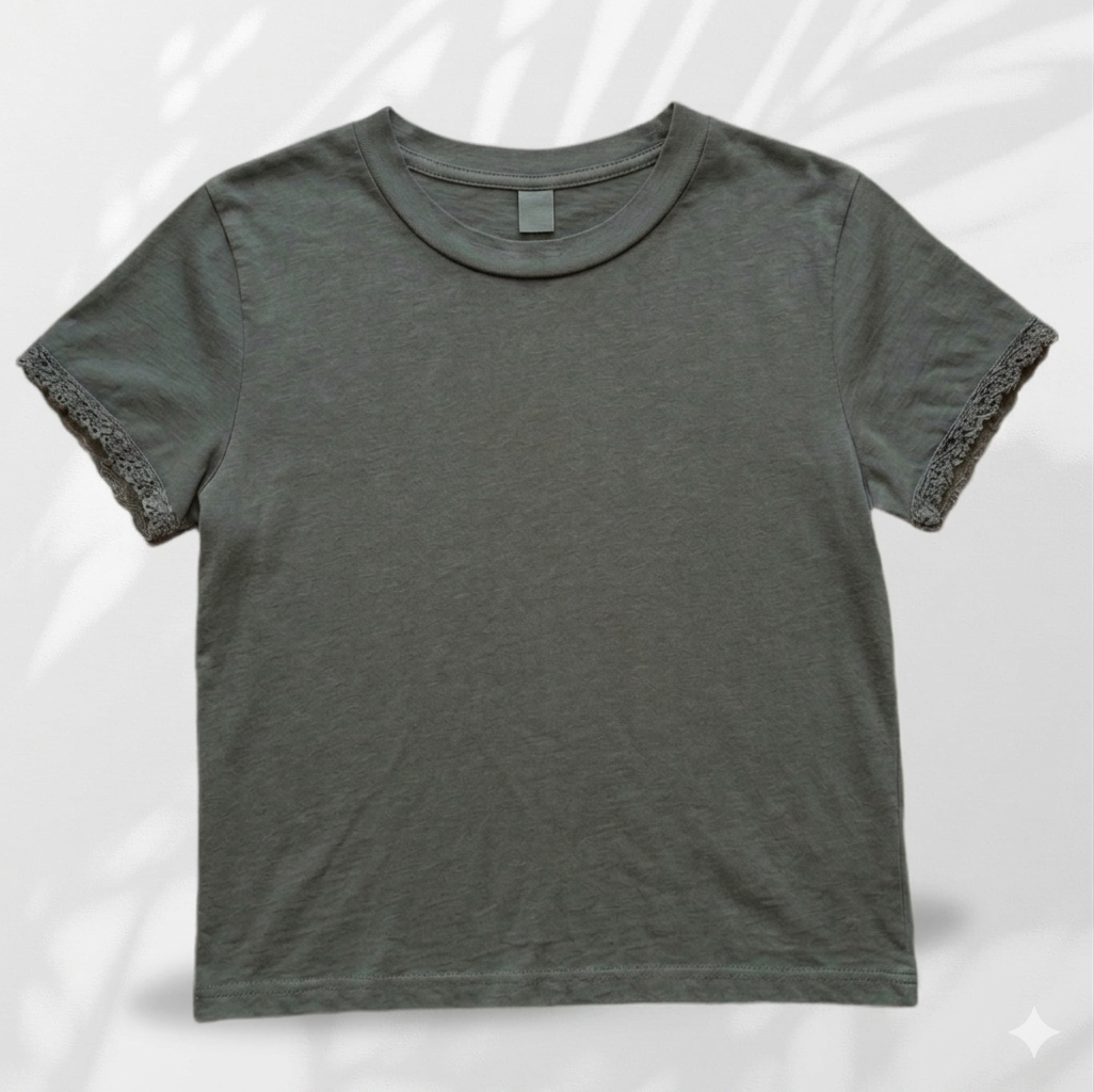 T-shirt a scatoletta dett. Manica