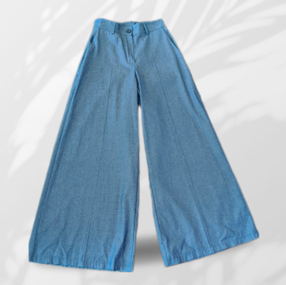 Pantaloni Palazzo Chambray