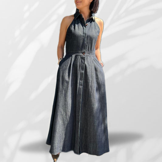 Abito Denim Scollo Americano